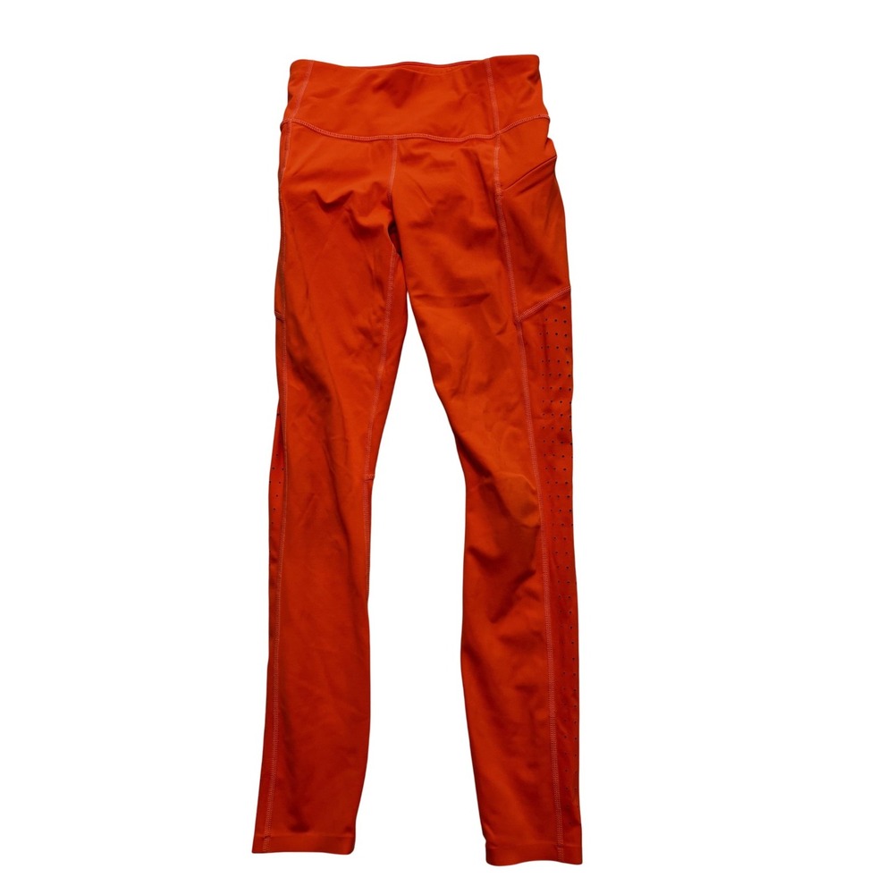 Athleta Leggings Womens XXS Orange High Rise Pocket Perforated Activewear